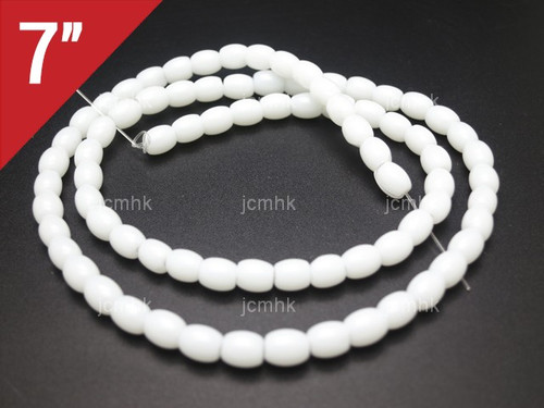 4x6mm White Obsidian Rice Loose Beads 7" [iu72b98]