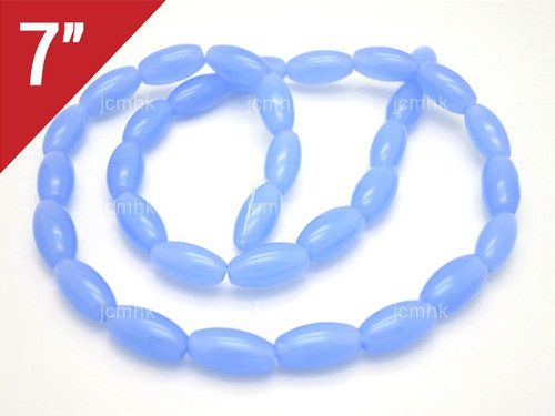6x12mm Aqua Quartz Rice Loose Beads 7" synthetic [iu73a70]