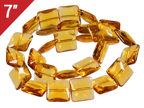 14mm Citrine Puff Square Loose Beads 7" synthetic [iu83a7]