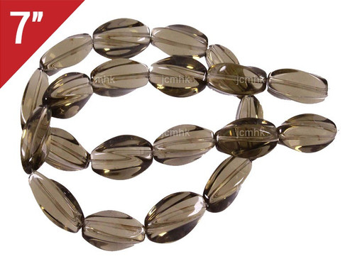 8x20mm Smoky Topaz Wave Loose Beads 7" synthetic [iu86a8]