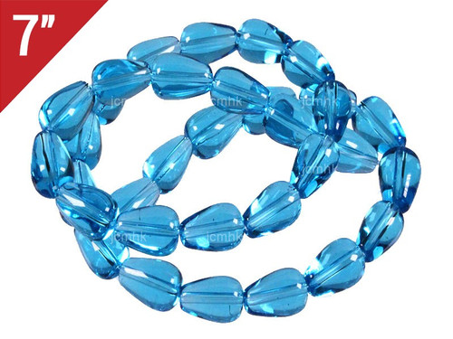 8x12mm Aquamarine Tear Drop Loose Beads 7" synthetic [iu88a34]