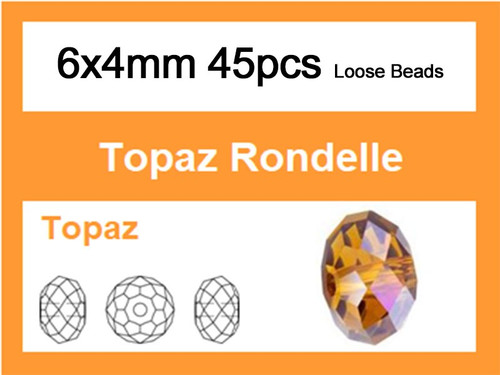 6x4mm Topaz Crystal Faceted Rondelle Loose Beads 45pcs. [iuc2a12]