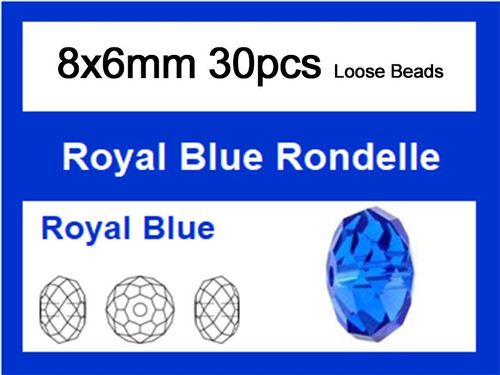 8x6mm Sapphire Crystal Faceted Rondelle Loose Beads 30pcs. [iuc3a14]