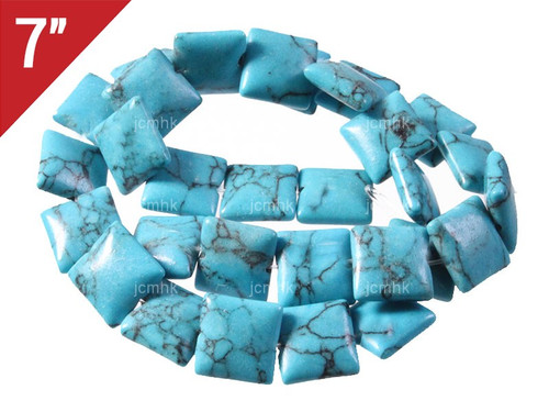 10mm Blue Howlite Square Loose Beads 7" synthetic [iwa107]
