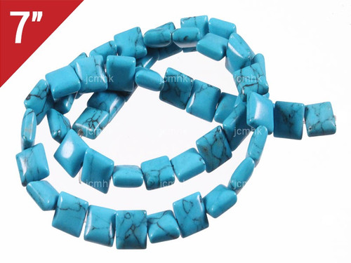 12mm Blue Howlite Square Loose Beads 7" synthetic [iwa127]