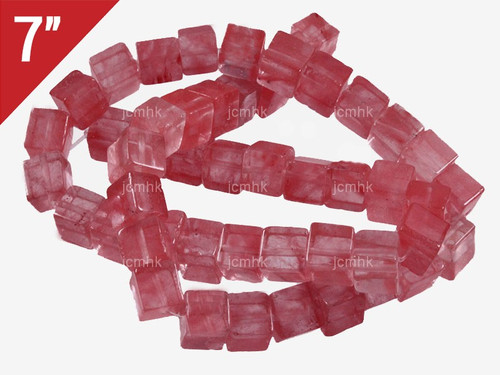 8mm Cherry Quartz Cube Loose Beads 7" synthetic [iwa147]