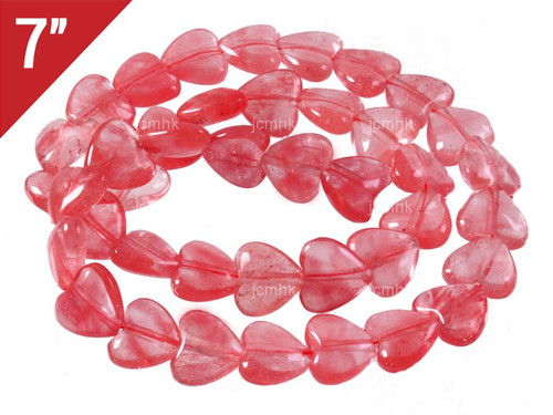 10mm Cherry Quartz Heart Loose Beads 7" synthetic [iwa247]
