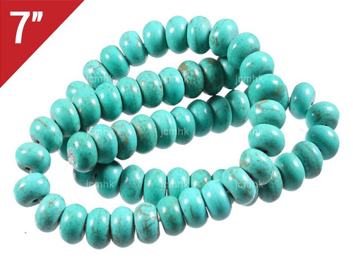 10mm Blue Turquoise Rondelle Loose Beads 7" [it3b10]