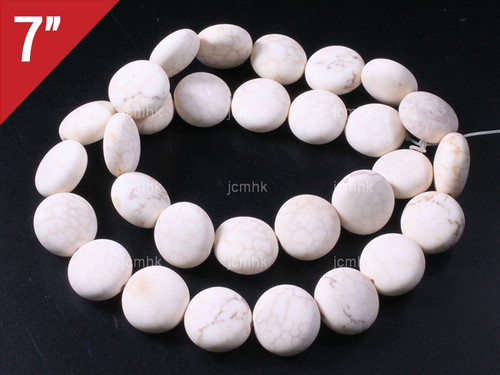 12mm White Turquoise Puff Coin Loose Beads 7" [it4w12]
