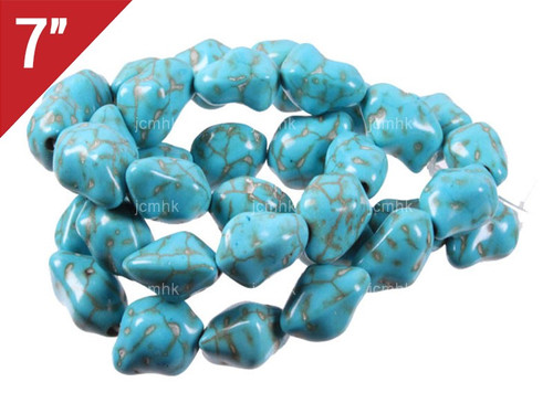 13-15mm Turquoise Nugget Loose Beads 7" [it9b13]