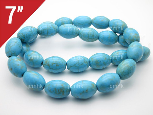 10x14mm Blue Turquoise Rice Loose Beads 7" [its128]