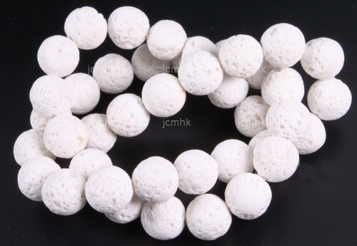 10mm Volcano White Lava Round Beads 15.5" natural [10kw]