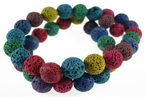 12mm Volcano Mix Lava Round Beads 15.5" dyed [12kx]