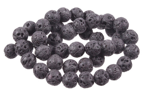 18mm Volcano Black Lava Round Beads 15.5" natural [18d50]