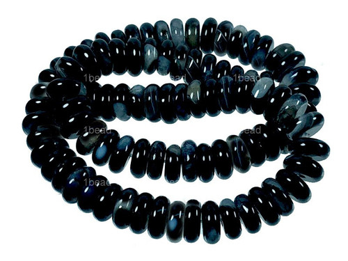 10mm Black Stripe Agate Rondelle Beads 15.5" natural [a319b]