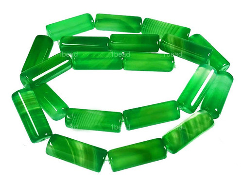 8x20mm Green Banded Agate Tube Beads 15.5" dyed [a118c]