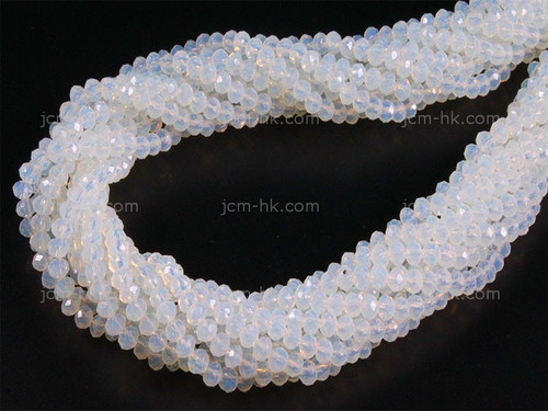 4mm Moonstone Opalite Faceted Rondelle Beads 15.5" synthetic [h6a43-4]