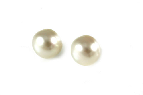 10mm White Freshwater Pearl Button Post Earring , AA Grade Lustre [p203j]