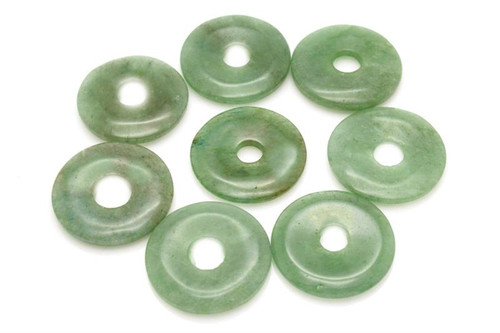 15mm Green Aventurine Donut Beads 3pcs natural [y900b]