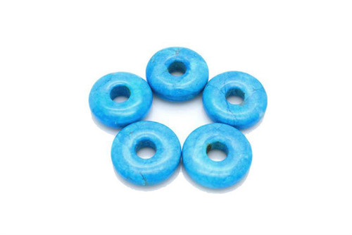 15mm Blue Turquoise Round Beads 2pcs. 3mm Hole stabilized [y904c]