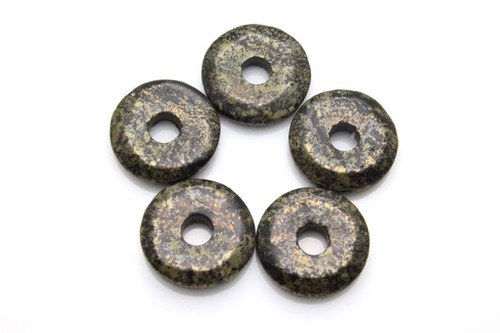 25mm Black Pyrite Donut Beads 2pcs. [y912b]
