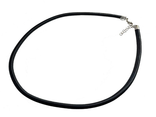 6mm Black Satin Cord 18" with 1.5" extender chain and lobster claw clasp 1pc. [y939a]