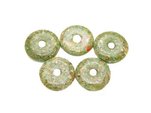 25mm Epidot Donut Beads 2pcs [y952a]