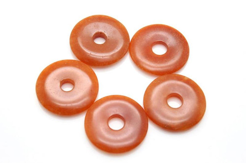 25mm Red Aventurine Donut Beads 2pcs. [y953a]