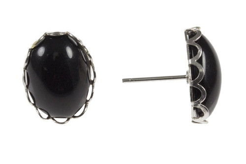 925 Sterling Silver 11x15mm Black Onyx Post Earring [y833b]