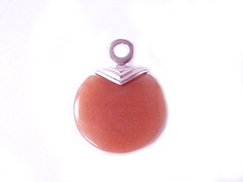925 Sterling Silver 28mm Red Aventurine Round Pendant [y803a]