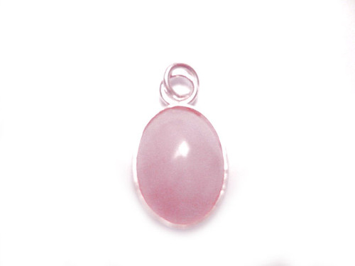 925 Sterling Silver 12x15mm Rose Quartz Oval Pendant [y801c]