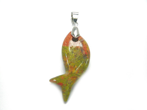 38mm Unakite Whale Pendant [y106e]