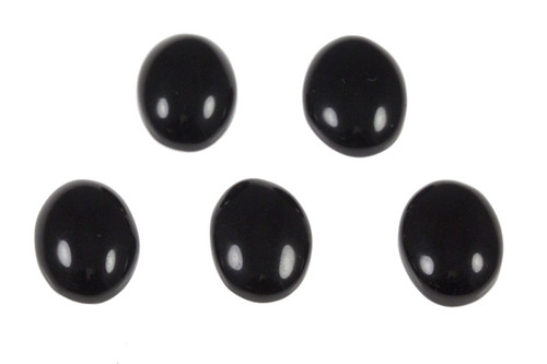 7x9mm Black Agate Oval Cabochons 5pcs. 4mm thick [y711b]