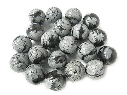 12mm Snowflake Obsidian Ball No Hole 5pcs. [y753a]