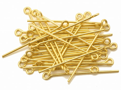 30mm 1.18" Metal Gold Plated Eyepin (Thick 0.7mm 0.29") 30pcs. [y668a]