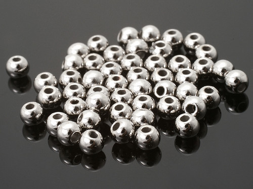3mm Silver Plated Plastic Round Beads 100pcs [y531a]