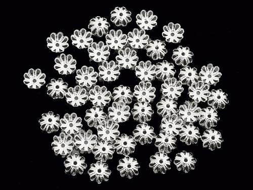 6mm Silver Plated Fluted Bead Caps 15 Gram Appox.100pcs. [y512a]