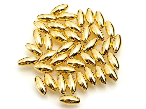 3x5mm Gold Plated Plastic Oval Beads 100pcs. [y602a]