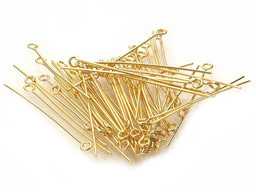 50mm 2" Metal Gold Plated Eyepin (Thick 0.7mm 0.29") 20pcs. [y521a]