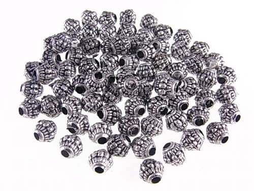 8mm Silver Plated Plastic Carved Beads 30pcs. [y519n]