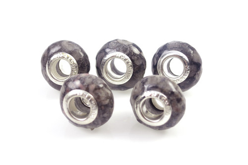 8x14mm European Beads Fossil Jasper 2pcs5mm Hole [y416a]