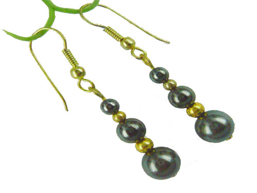 4mm 6mm & 8mm Hematite Beads Earring [y646a]