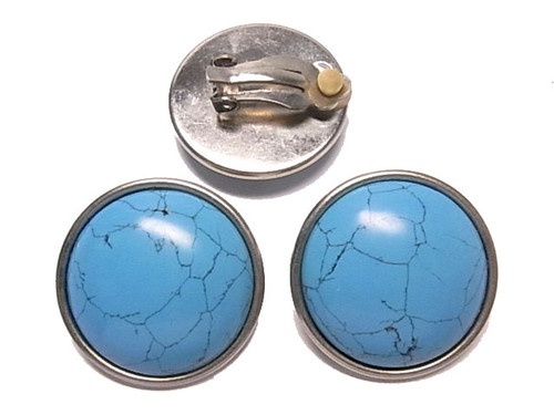 38mm Turquoise Clip Earring [y347b]