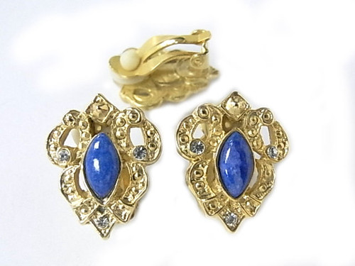 16mm Lapis Round Post Earring [y409g]