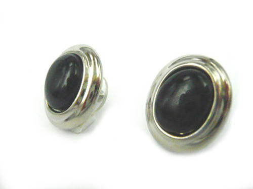 18x20mm Black Onyx Oval Designer Earring [y338c]