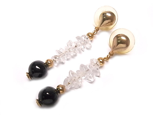 8x32mm Crystal & Onyx Earring [y338e]