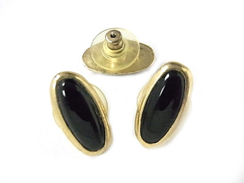 10x18mm Black Onyx Oval Post Earring [y408k]