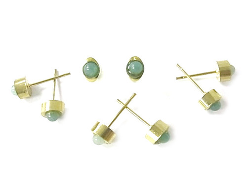 6mm Aventurine Oval Designer Earring [y267a]