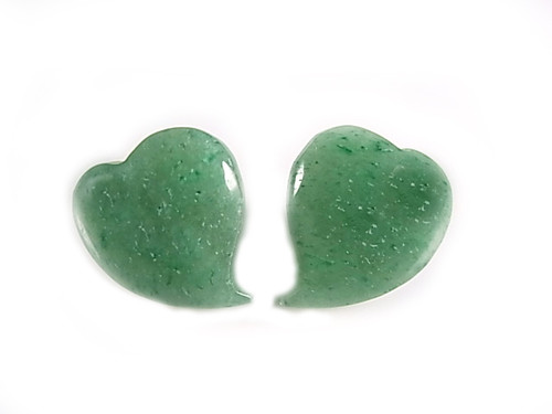 20mm Aventurine Heart Surgical Steel Clip Earring [y112a]