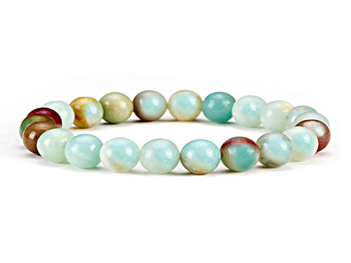 8mm Gold Black Amazonite Elastic Bracelet 7.5" natural [b3r36]